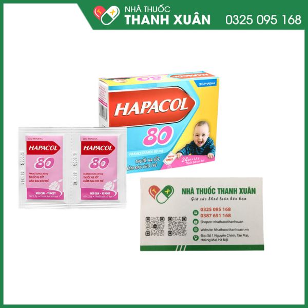 Bột sủi Hapacol 80 giảm đau, hạ sốt cho trẻ (24 gói x 1.5g)